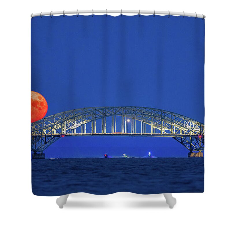 Moon Shower Curtain featuring the photograph Harvest Moonrise by Sean Mills