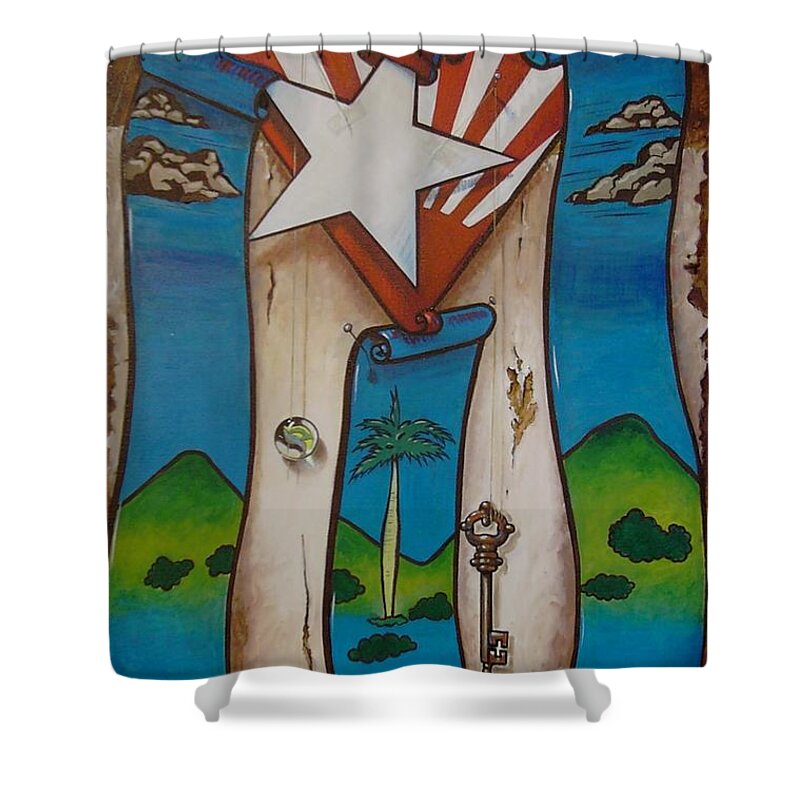 Cuba Shower Curtain featuring the painting Hasta Cuando? by Roger Calle