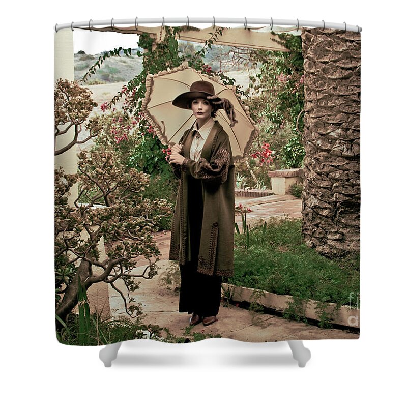 Art & Collectibles Shower Curtain featuring the photograph Haunted by History Courtyard Garden Banning House Lodge by Sad Hill - Bizarre Los Angeles Archive