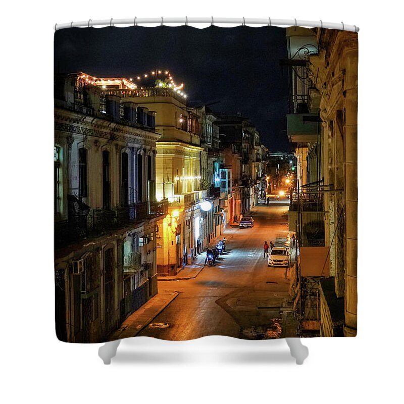 Havana Shower Curtain featuring the photograph Havana at Night by Kathryn McBride