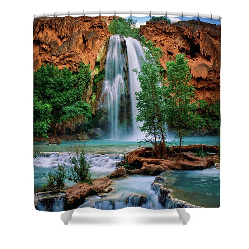 America Shower Curtain featuring the photograph Havasu Cascades by Inge Johnsson