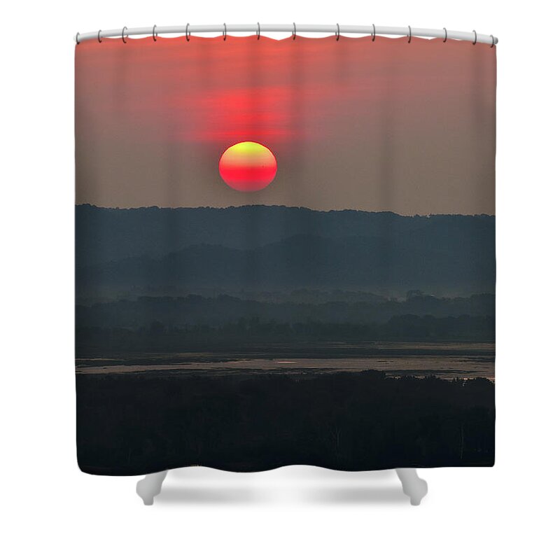 Sunrise Shower Curtain featuring the photograph Hazy Solstice by Susie Loechler
