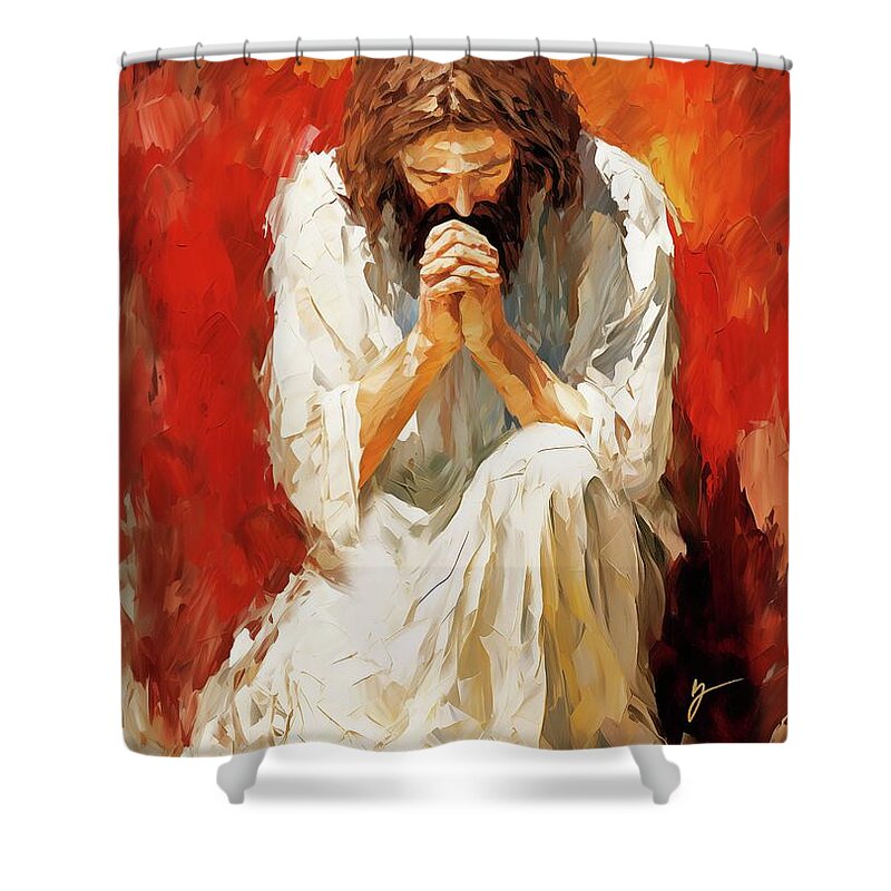 He Pleads My Cause Shower Curtain featuring the painting He Pleads My Cause by Greg Collins