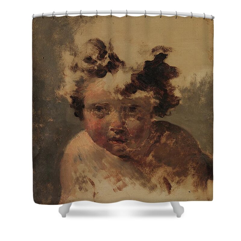 Old Shower Curtain featuring the painting Head of a Child Jacques Louis David by MotionAge Designs