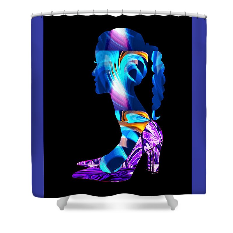 Abstract Shower Curtain featuring the digital art Head Over Heels - No.2 Black by Ronald Mills