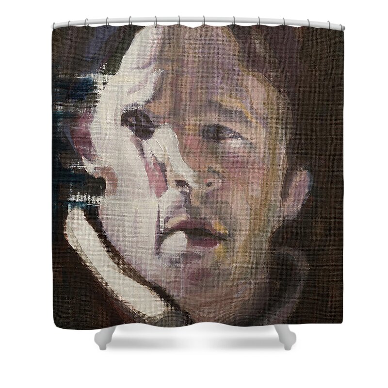 #portrait Shower Curtain featuring the painting Head Study 35 by Veronica Huacuja