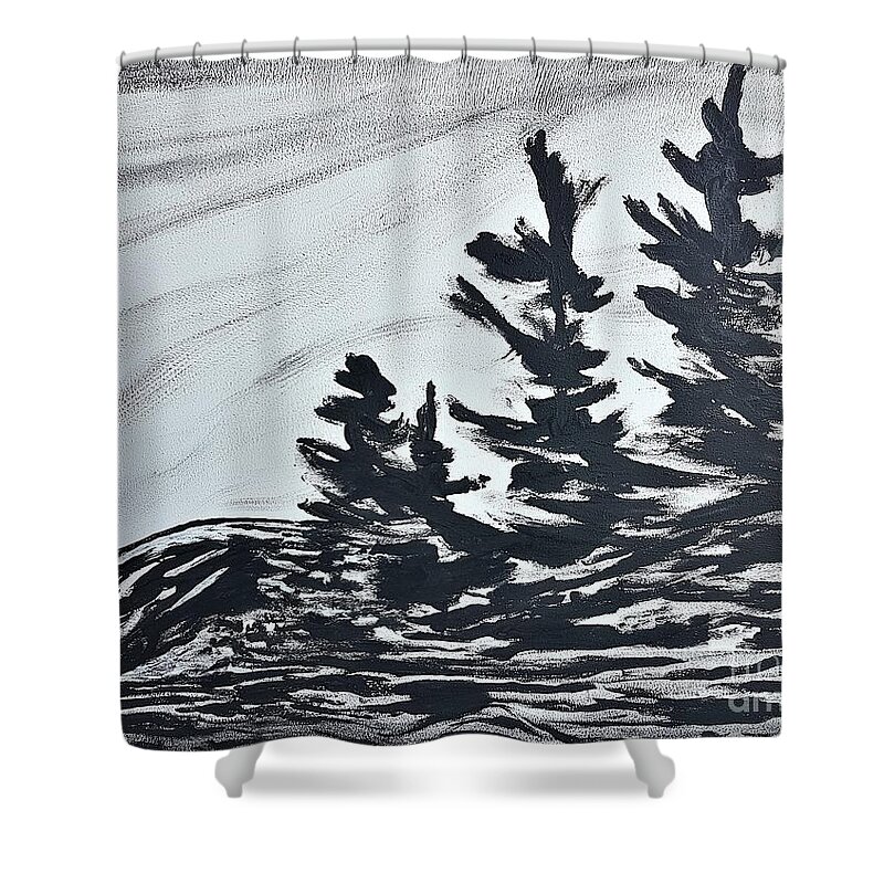 Landscape Shower Curtain featuring the painting Heading there by Petra Burgmann