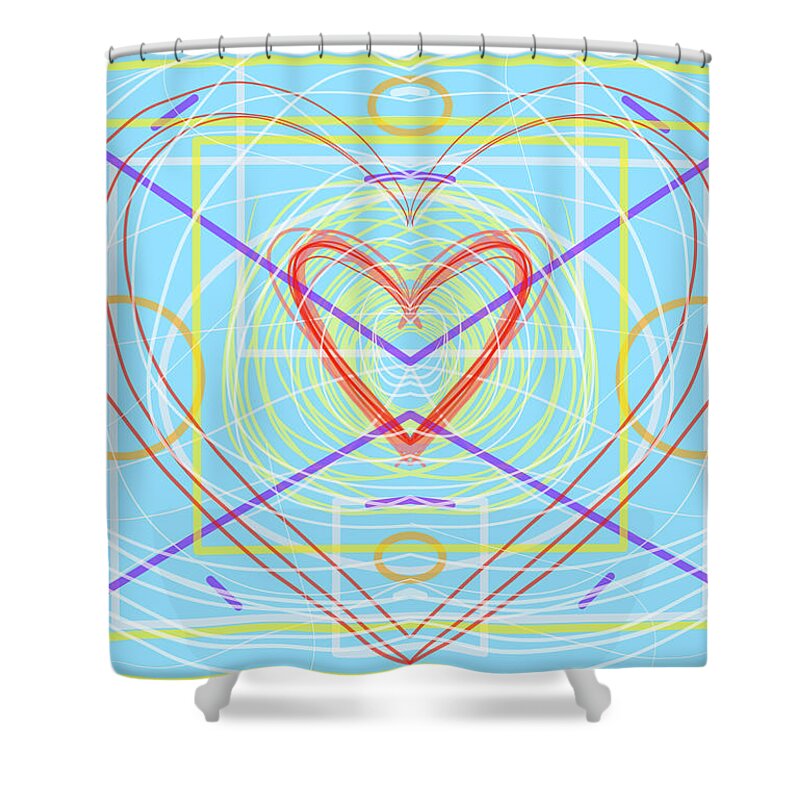 Love Shower Curtain featuring the digital art Heart Doodle by Meghan Elizabeth