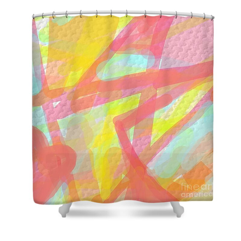 Happy Shower Curtain featuring the painting Heart in the corner - abstract by Vesna Antic