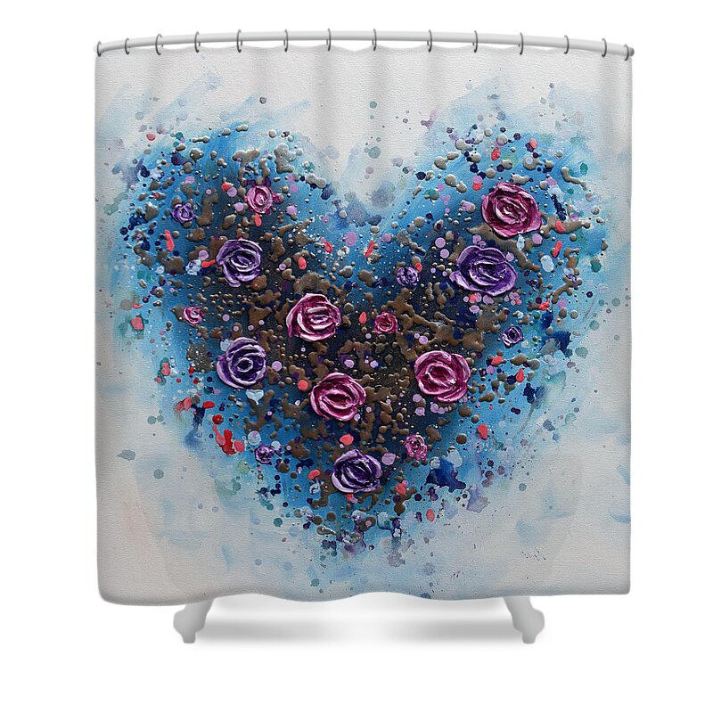 Heart Shower Curtain featuring the painting Heart of Roses by Amanda Dagg