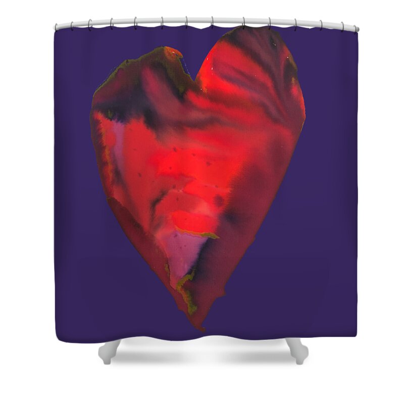 Vibrant Shower Curtain featuring the painting Heart Swirl red purple by Sandy Rakowitz