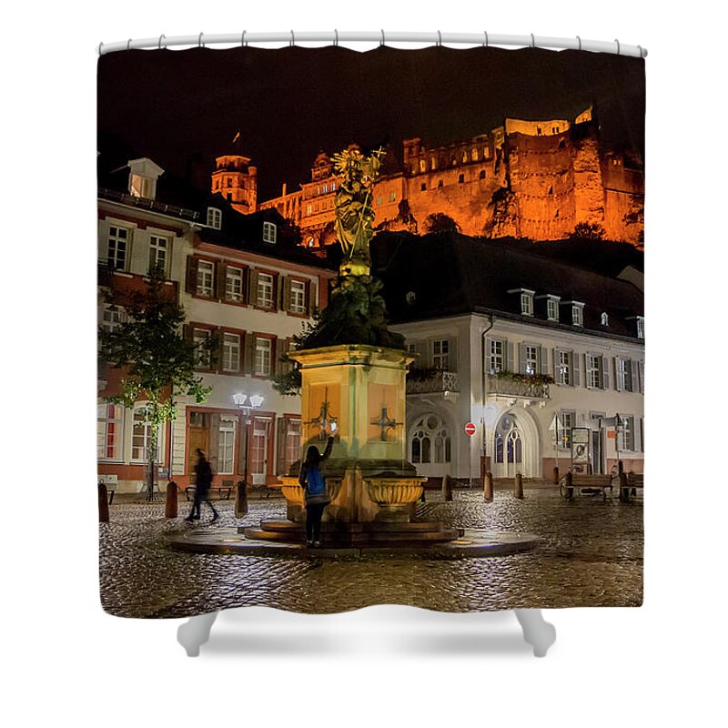 Heidelberg Shower Curtain featuring the photograph Heidelberg Square, Castle Ruins by WAZgriffin Digital