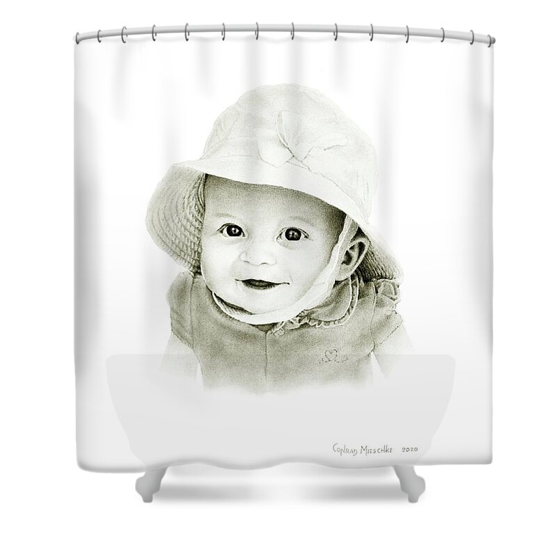 Portrait Shower Curtain featuring the drawing Heidi, M. by Conrad Mieschke