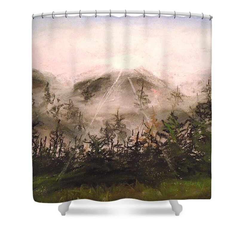 Sunset Shower Curtain featuring the painting Heightened Spirit by Jen Shearer