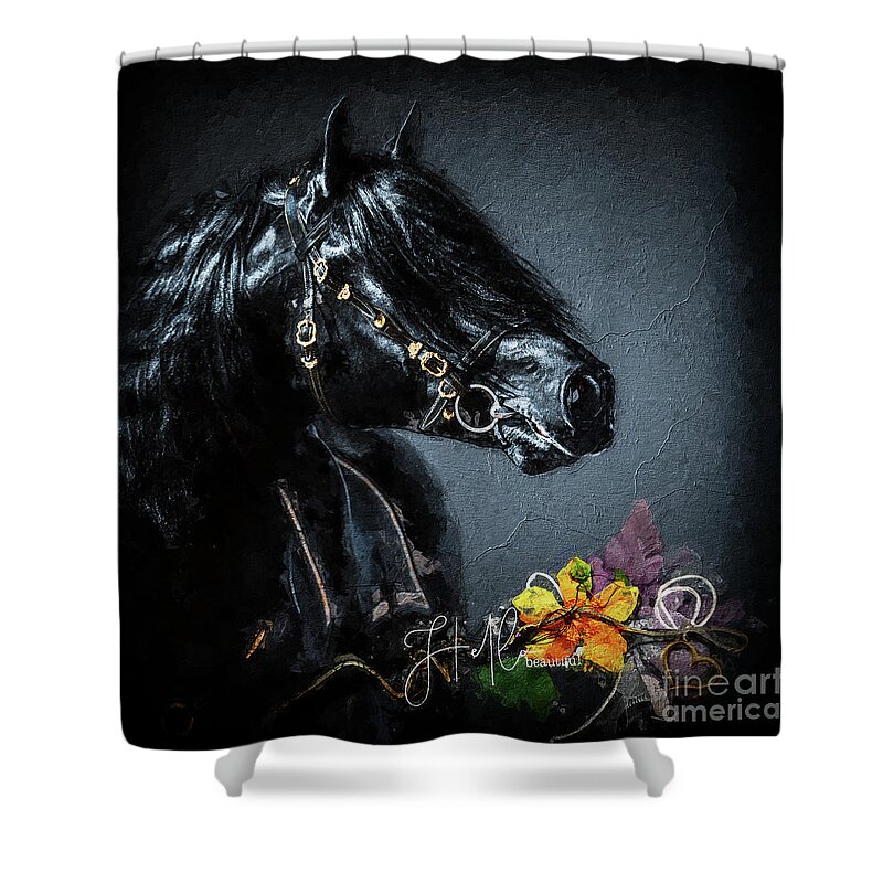 Horse Shower Curtain featuring the digital art Hello Beautiful by Janice OConnor
