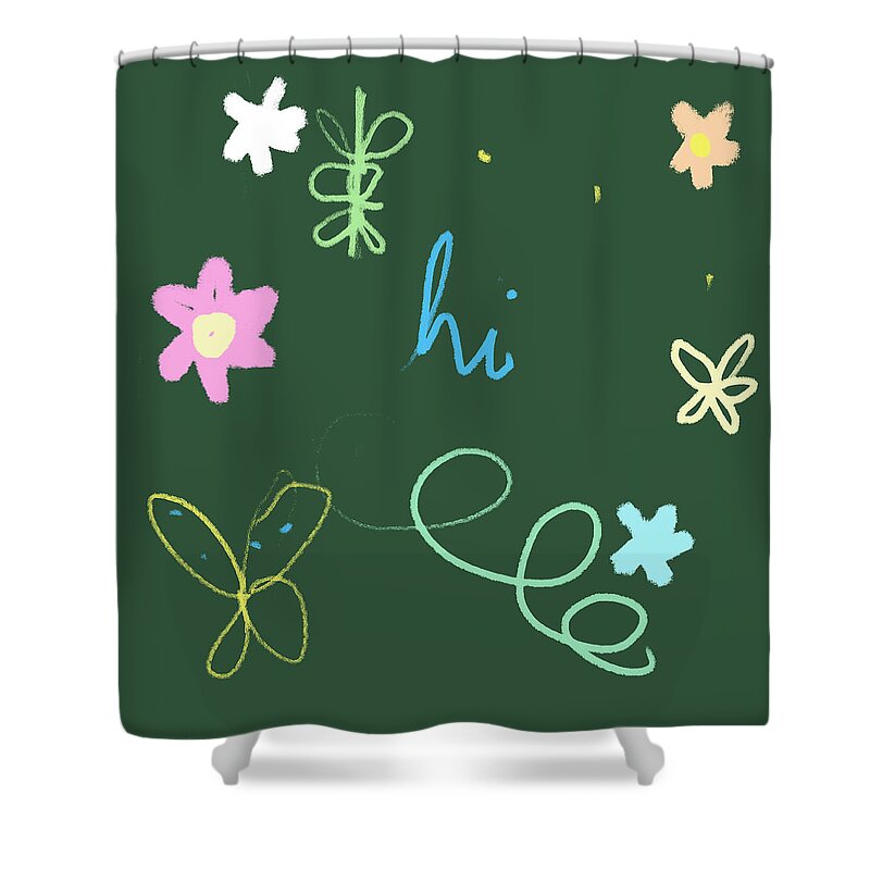 Flowers Shower Curtain featuring the digital art Hello Garden by Ashley Rice
