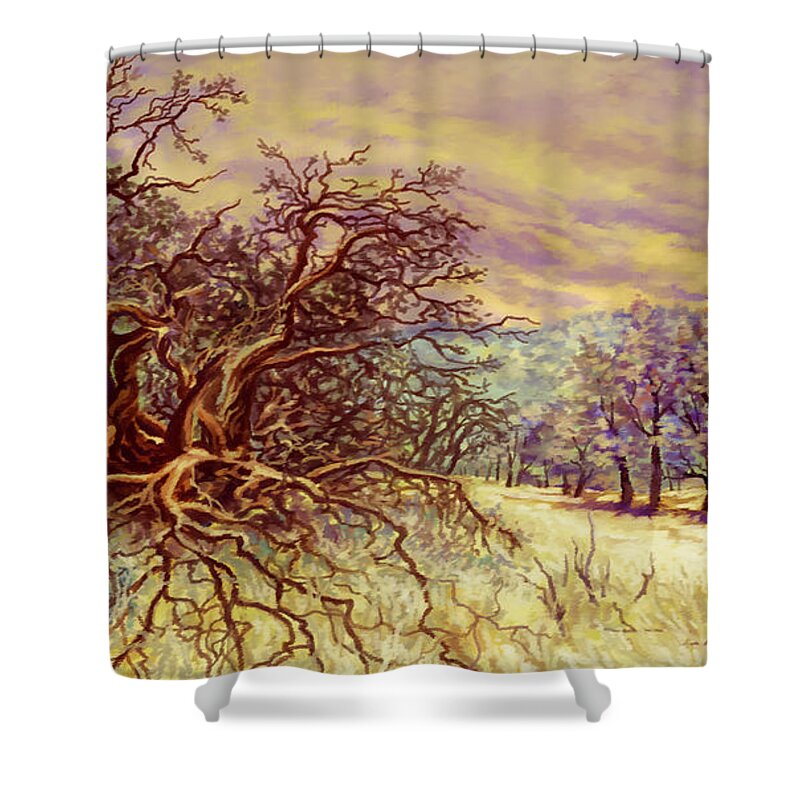 Henry Coe State Park Shower Curtain featuring the painting Henry Coe State Park by Hans Neuhart
