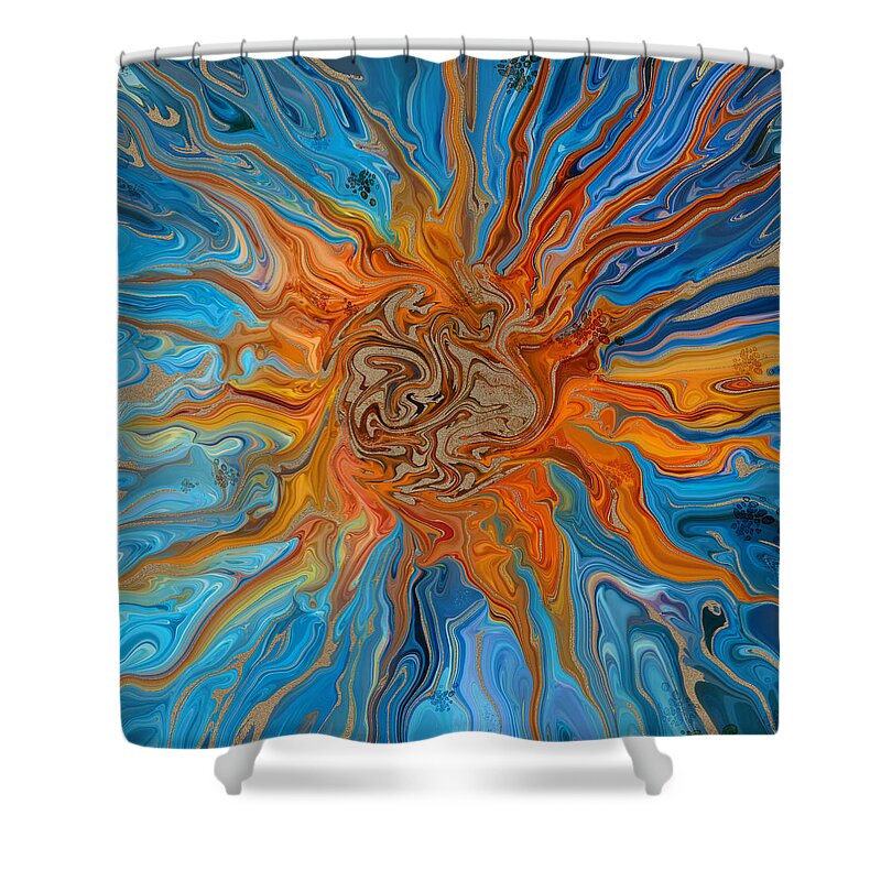 Sun Shower Curtain featuring the painting Here comes the sun by Jirka Svetlik