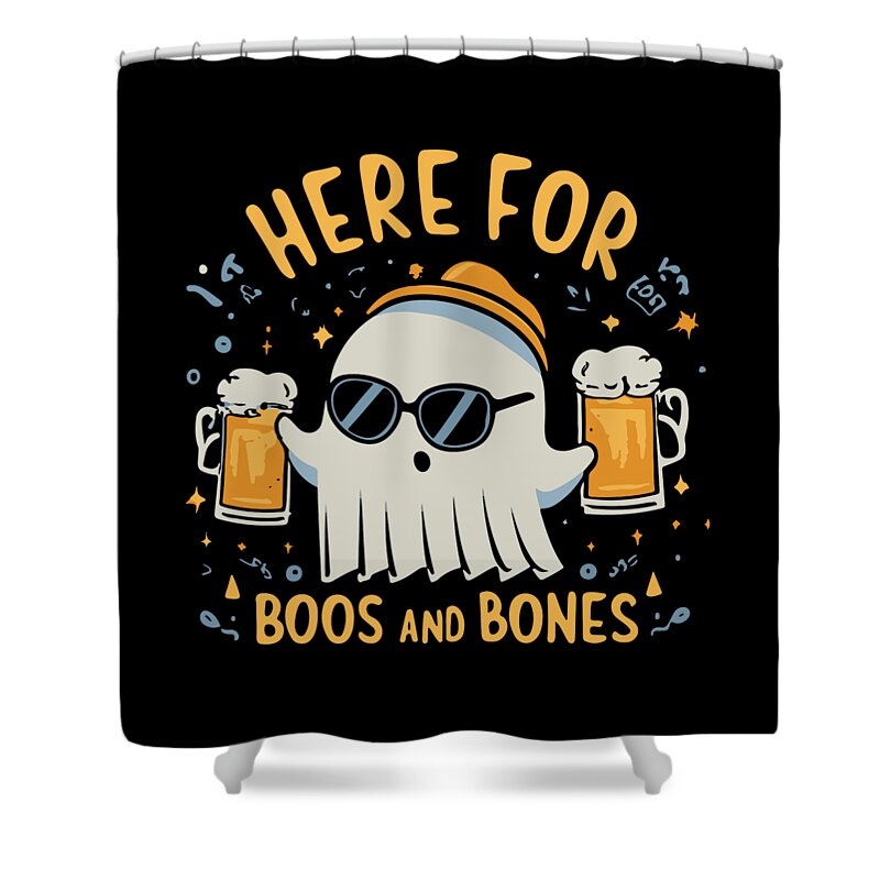 Halloween Shower Curtain featuring the digital art Here For Boos and Bones Halloween by Flippin Sweet Gear