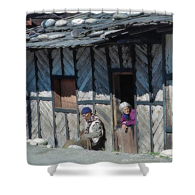 Bhutan Shower Curtain featuring the photograph Hey, what by Paul Vitko