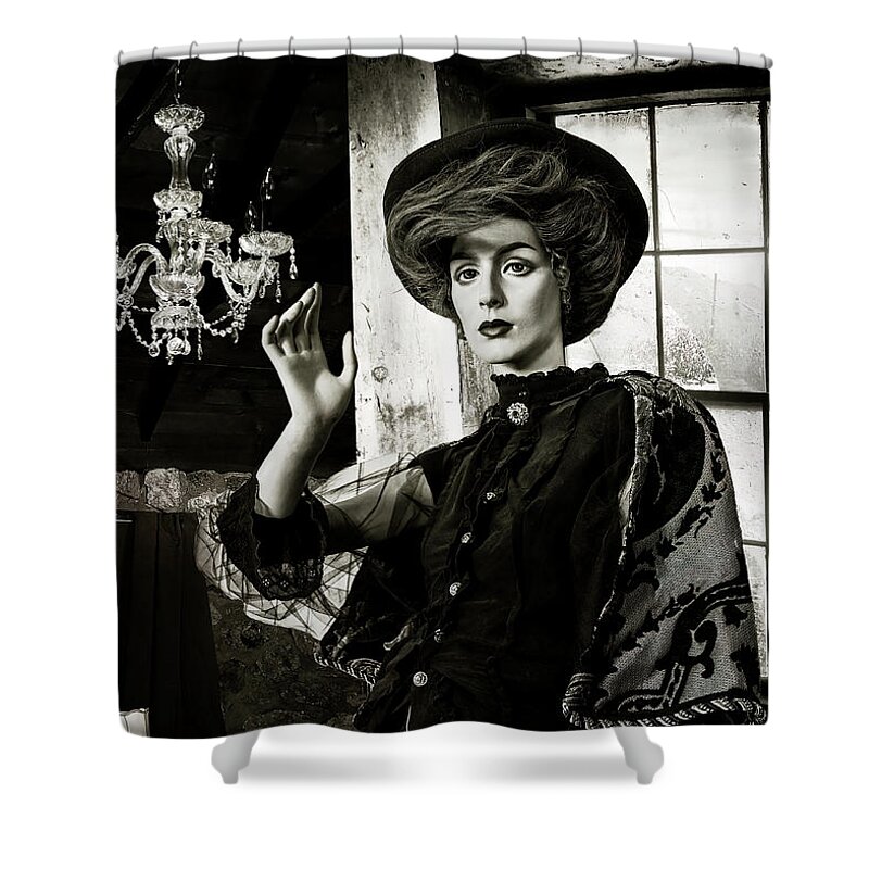 Mannequin Shower Curtain featuring the digital art Hi There by Sandra Selle Rodriguez