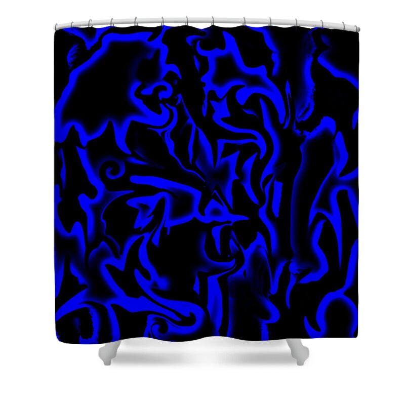 Abstract Art Shower Curtain featuring the digital art Hidden Blue Bird by Ronald Mills