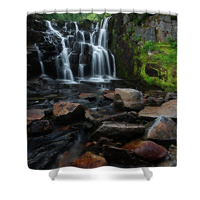 Waterfalls Shower Curtain featuring the photograph Hidden Falls by Larry Marshall