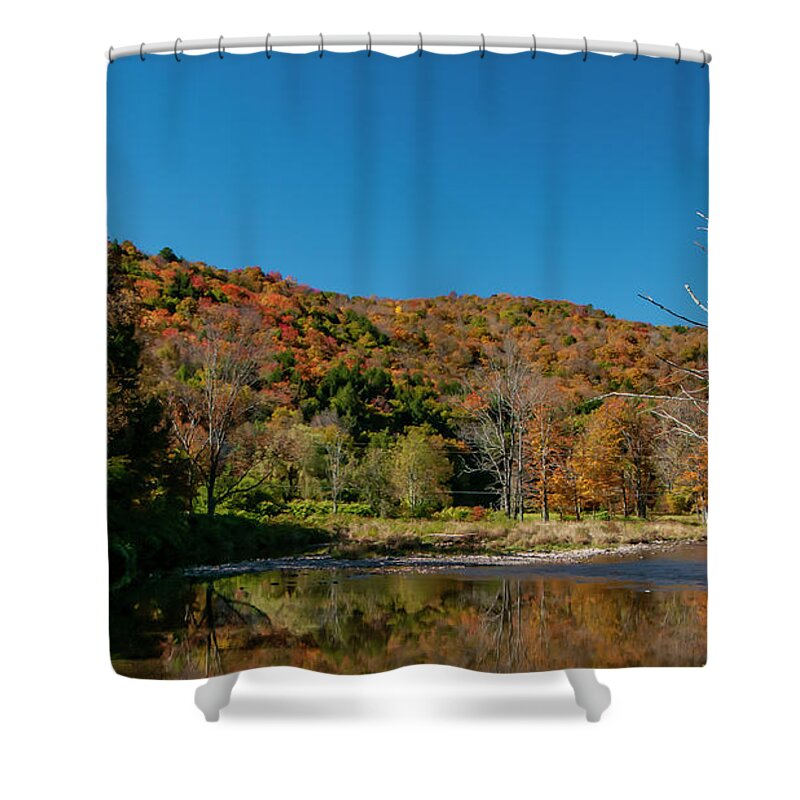 Autumn Shower Curtain featuring the photograph Hidden Pond by Cathy Kovarik