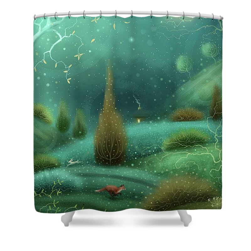 Landscape Shower Curtain featuring the painting Hide and Seek by Joe Gilronan