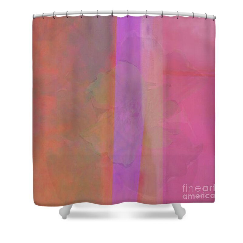 Pink Shower Curtain featuring the mixed media Hiding in Plain Sight by Zsanan Studio