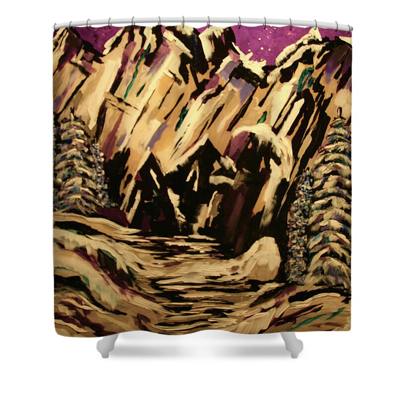 Starlight Shower Curtain featuring the painting Highcountry Starlight by Marilyn Quigley
