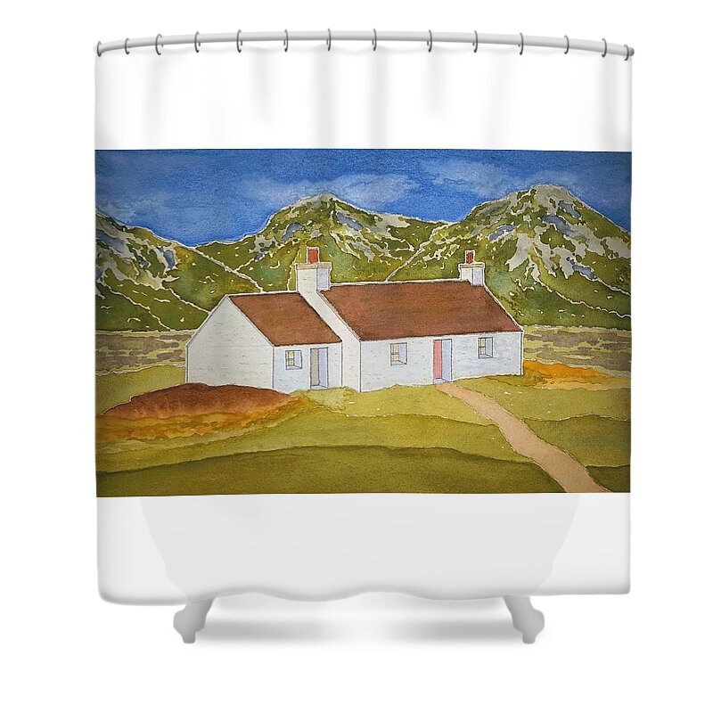 Watercolor Shower Curtain featuring the painting Highland Home by John Klobucher