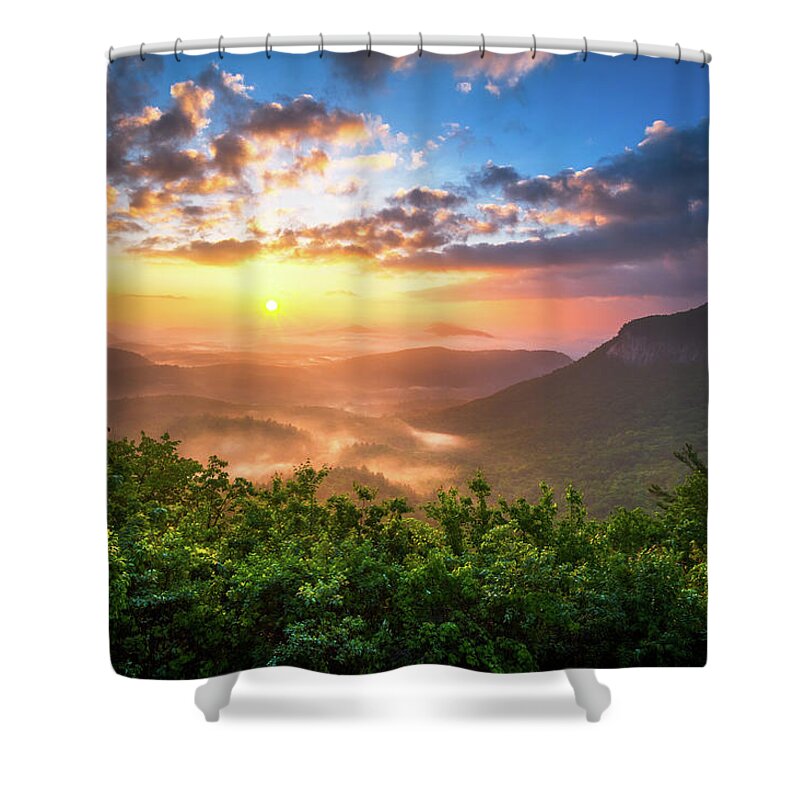 Sunset Shower Curtain featuring the photograph Highlands Sunrise - Whitesides Mountain in Highlands NC by Dave Allen