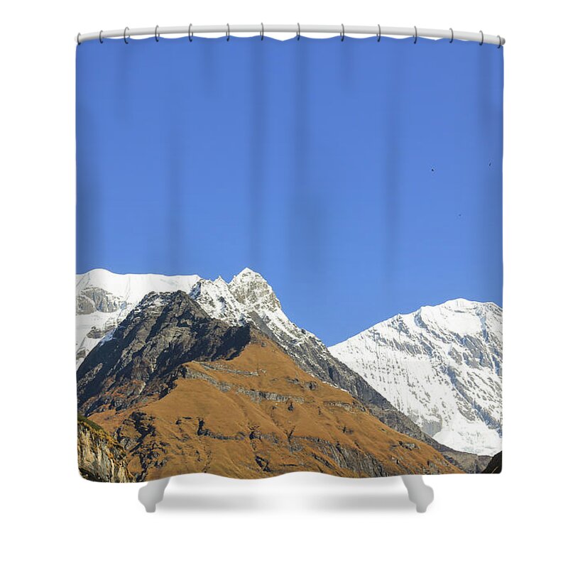 Nepal Shower Curtain featuring the photograph Hiking Adventure by Josu Ozkaritz