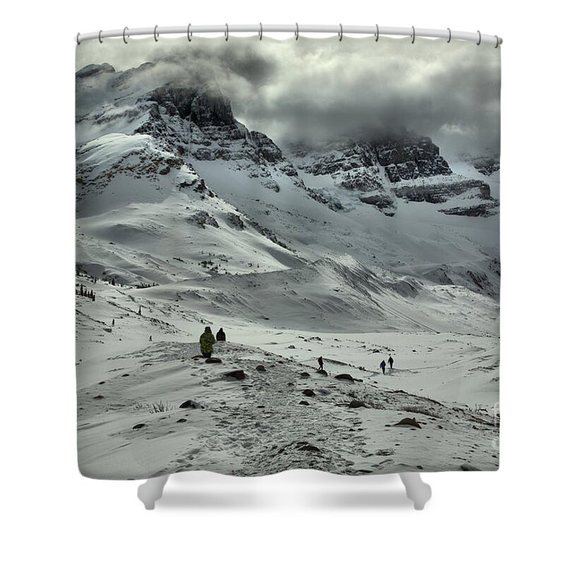 Canadian Shower Curtain featuring the photograph Hiking Into The Winter Storm by Adam Jewell