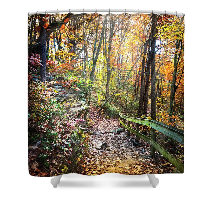Cherokee Shower Curtain featuring the photograph Hiking the Rim at Cloudland Canyon by Debra and Dave Vanderlaan