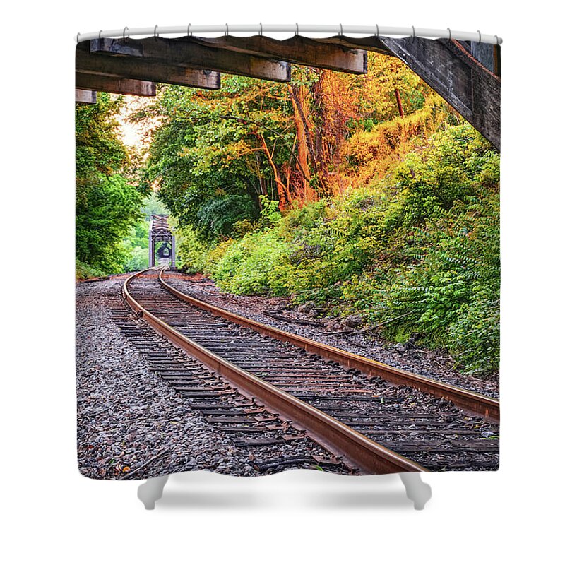 Cotter Tunnel Shower Curtain featuring the photograph Historic Cotter Arkansas Railroad Tunnel by Gregory Ballos