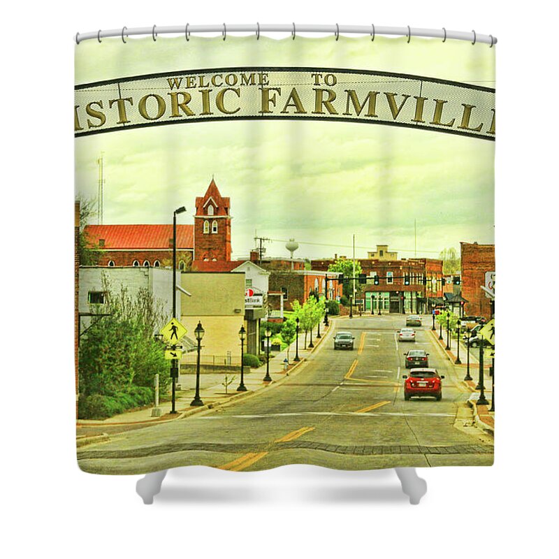 Farmville Shower Curtain featuring the photograph Historic Farmville Virginia by Ola Allen