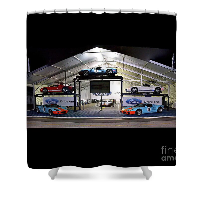 Gt40 Shower Curtain featuring the photograph Historic Ford GT40 display LeMans winning cars 8 x 10 proportions by Pete Klinger