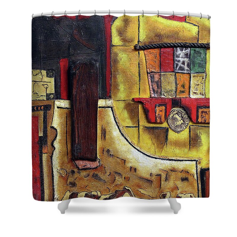  Shower Curtain featuring the painting Hitching A Ride by Michael Nene