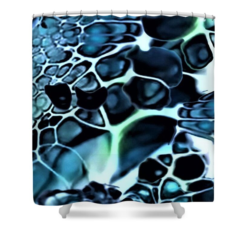 Abstract Art Shower Curtain featuring the digital art Hive by Aldane Wynter