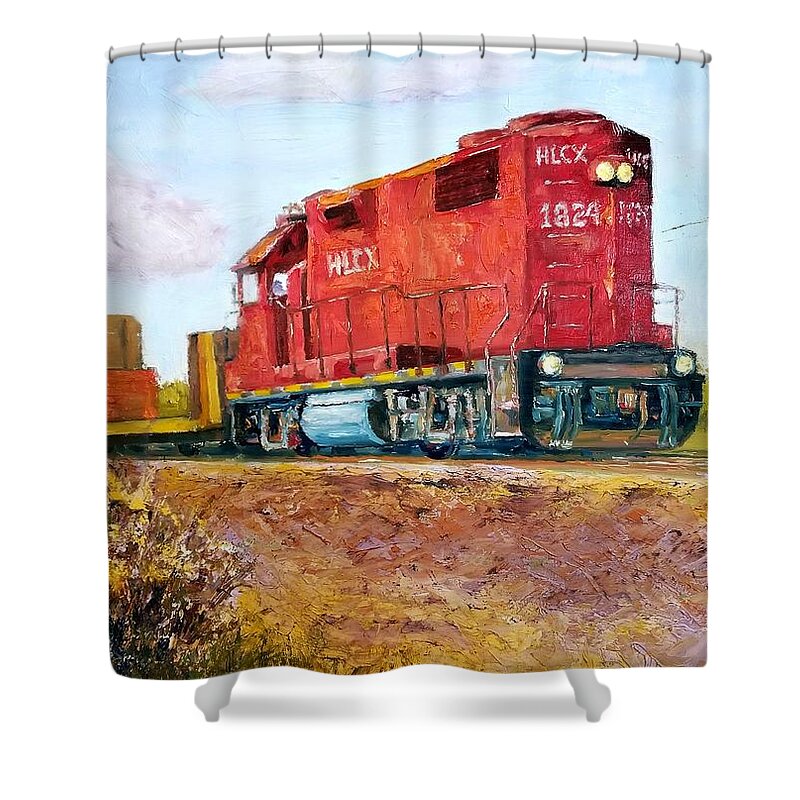 Railroad Art Shower Curtain featuring the painting Hlcx 1824 by William Reed