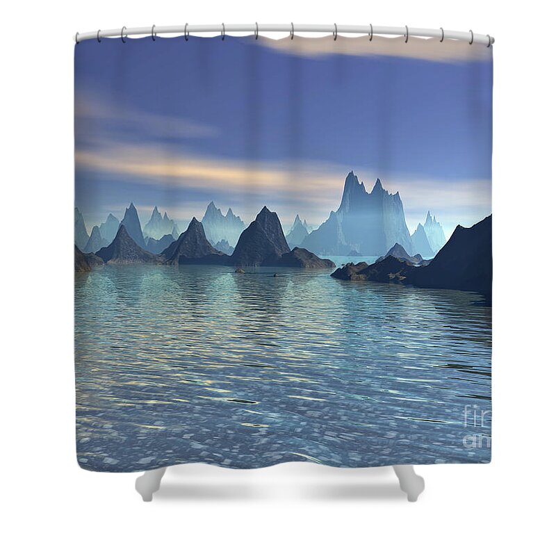 Sci Fi Shower Curtain featuring the digital art Holiday Getaway by Phil Perkins