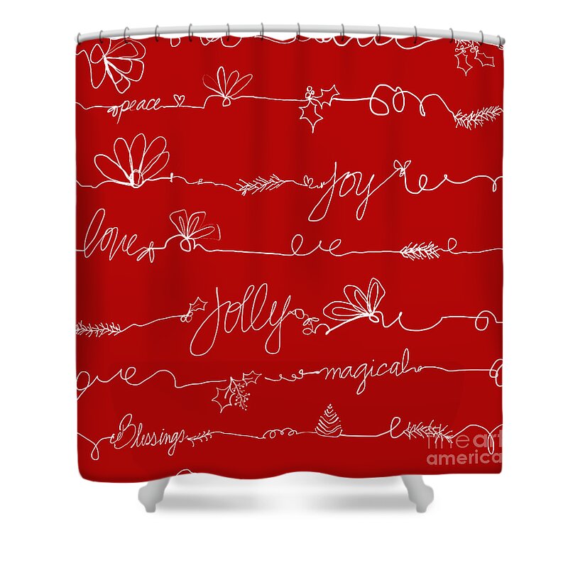 Modern Christmas Decor Shower Curtain featuring the digital art Holiday Motif - Jolly Season - Christmas Time by Patricia Awapara