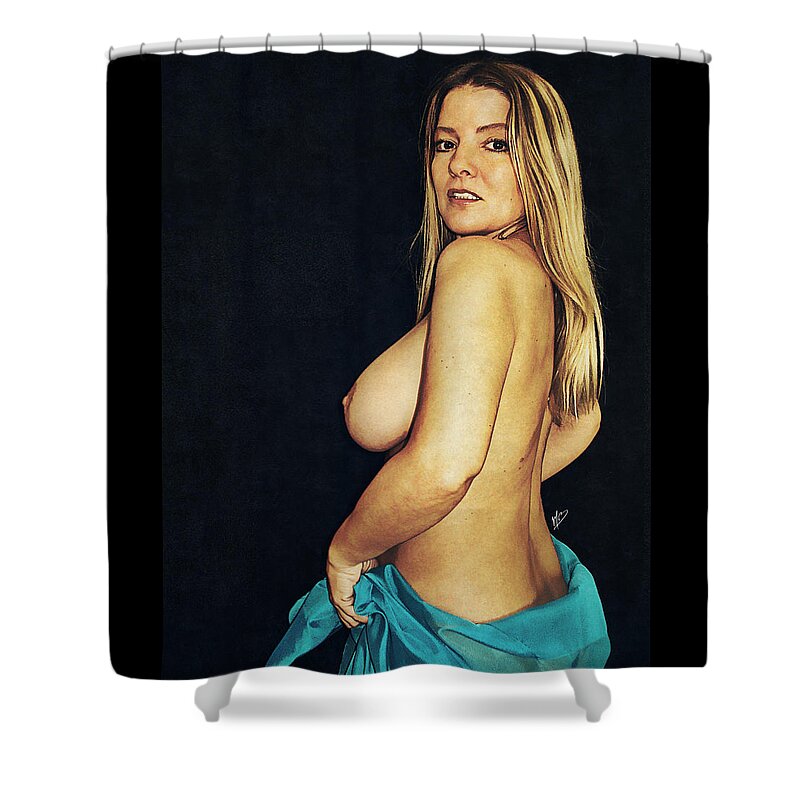 Female Nude Shower Curtain featuring the painting Holly 11 by Mark Baranowski