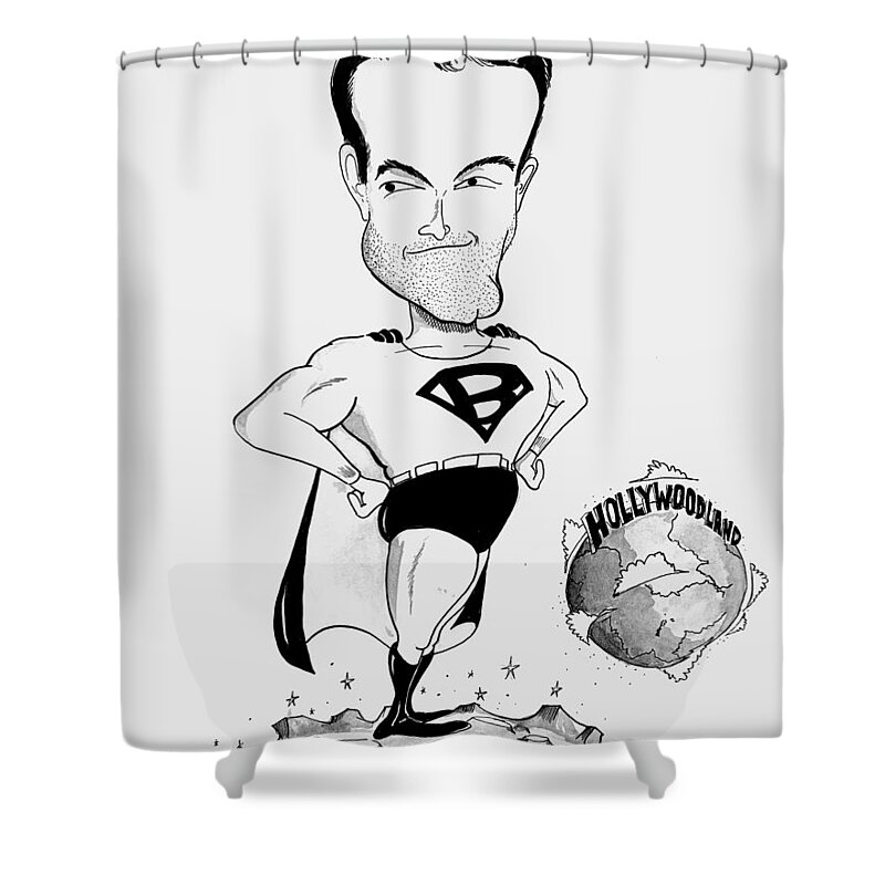 Celebrity Shower Curtain featuring the drawing Hollywoodland by Michael Hopkins