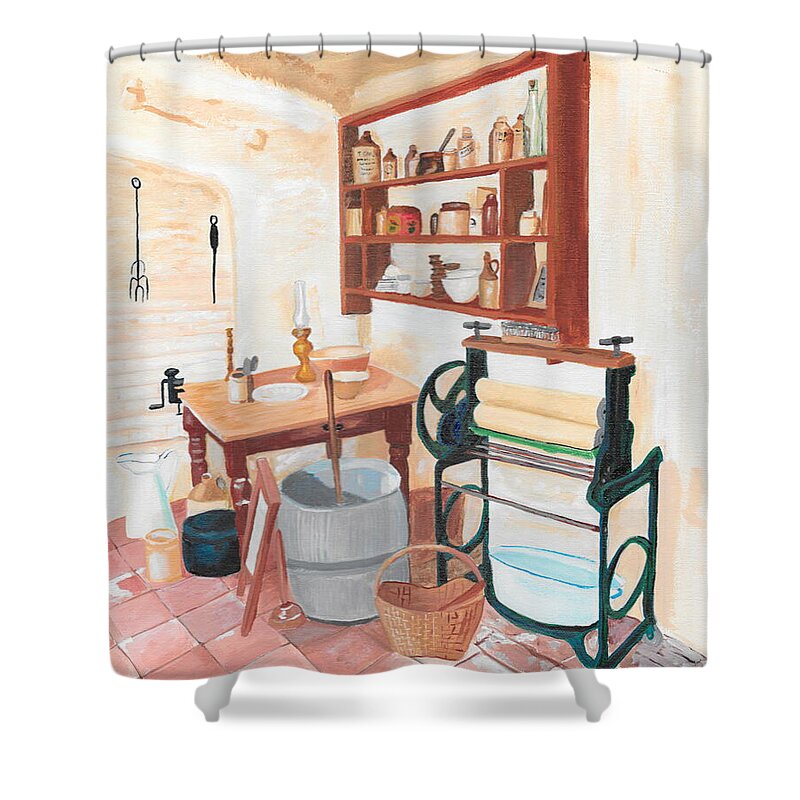 Holy Austin Shower Curtain featuring the painting Holy Austin kitchen by David Bigelow