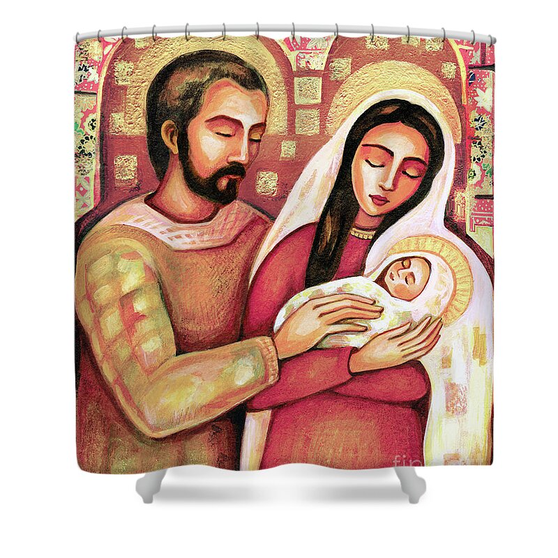 Holy Family Shower Curtain featuring the painting Holy Family by Eva Campbell