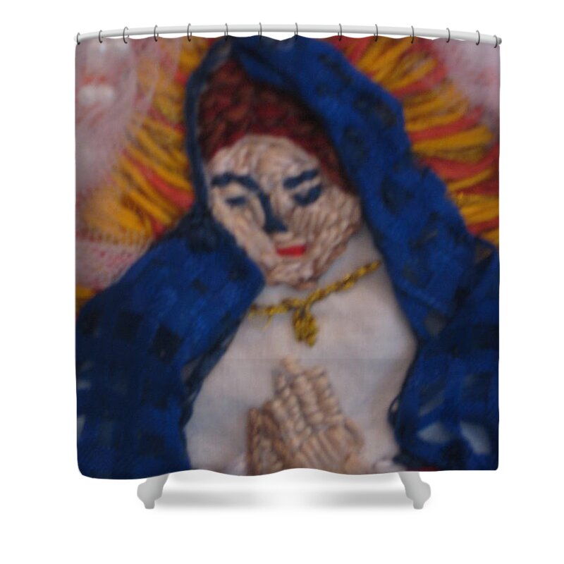Mother Mary Shower Curtain featuring the painting Holy Mother Hear Our Prayers by Constance Gehring