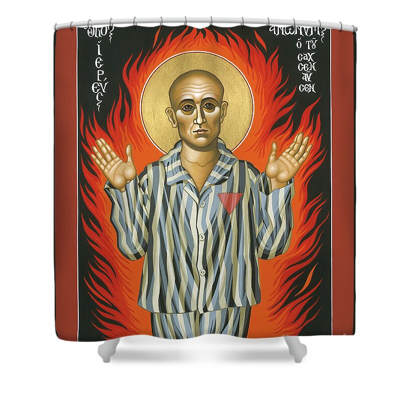 William Hart Mcnichols Shower Curtain featuring the painting Holy Priest Anonymous One of Sachsenhausen 013 by William Hart McNichols